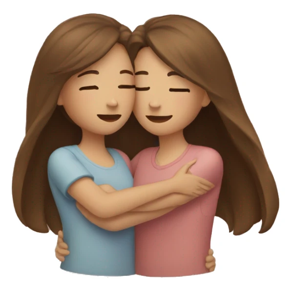 two girl best friends hugging, both with brown hair  sticker