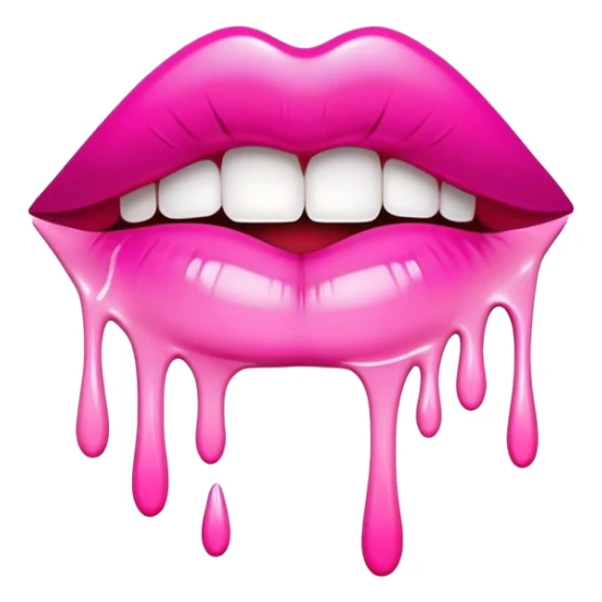 hot pink ombre glossy lips with white paint dripping  sticker