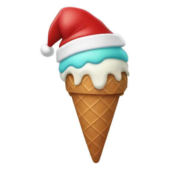 Ice cream cone with a Santa hat in Christmas colors sticker