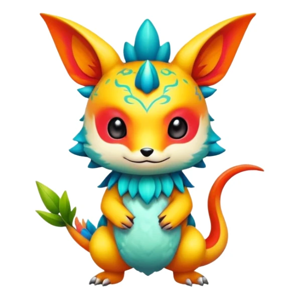 Exotic colorful chibi Fakémon-creature sticker