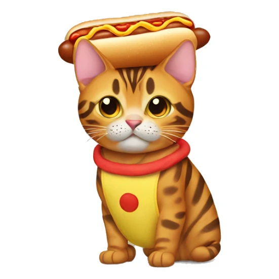 Bengal cat wearing hot dog costume  sticker