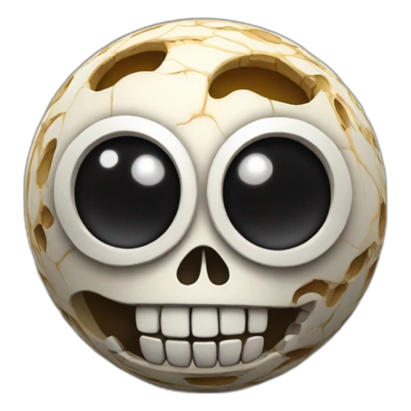 3d sphere with a cartoon Skeleton skin texture with big kind eyes sticker