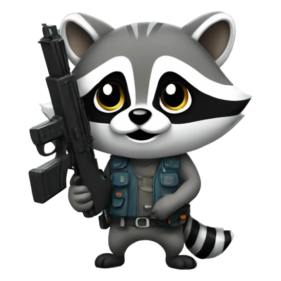 A cute raccoon holding a gun sticker