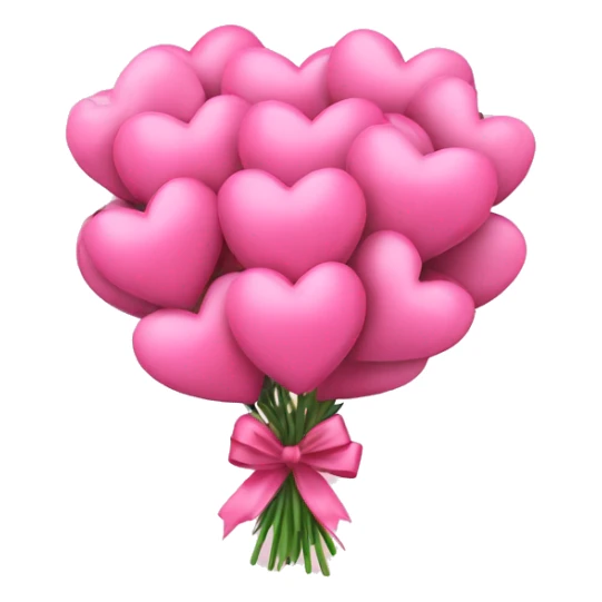 Bouquet of pink hearts with a bow sticker