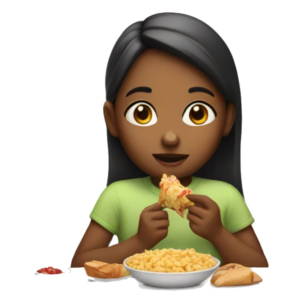 Girl eating food sticker