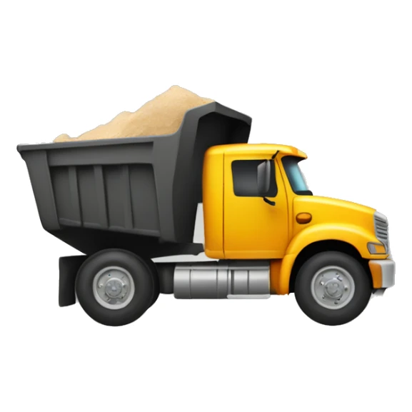 Dump truck that is hauling cargo that is blurred out sticker