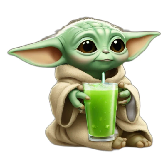Baby yoda drink a berr sticker