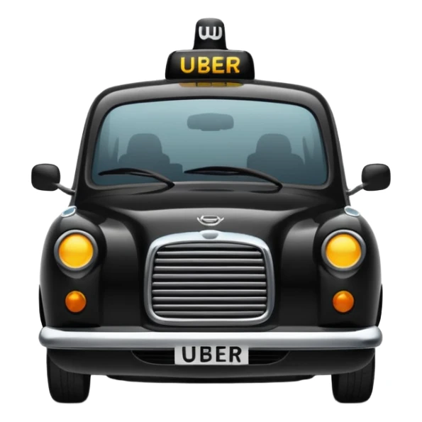 generate an ios genmoji of a black cab that says UBER sticker