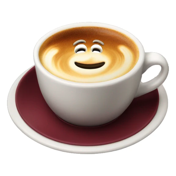 cappuccino in a burgundy mug with saucer sticker