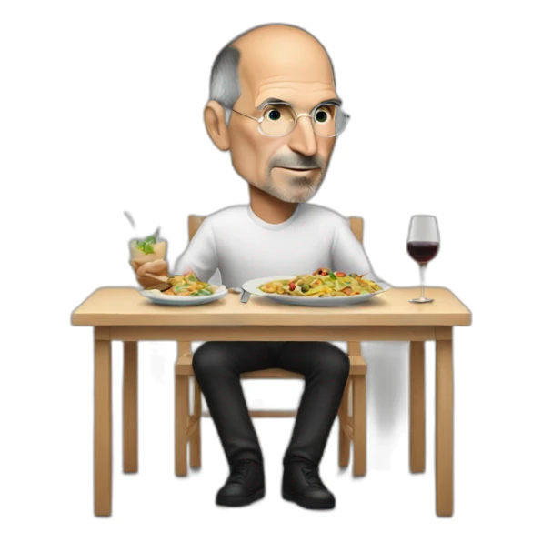 steve jobs while he is eating dinner sticker