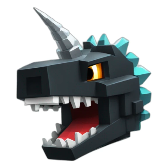 Minecraft Black Godzilla Head With Diamond Unicorn Horn and Lazer Eyes sticker