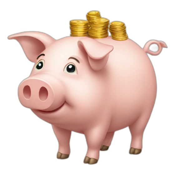 Pig with money and many gold sticker