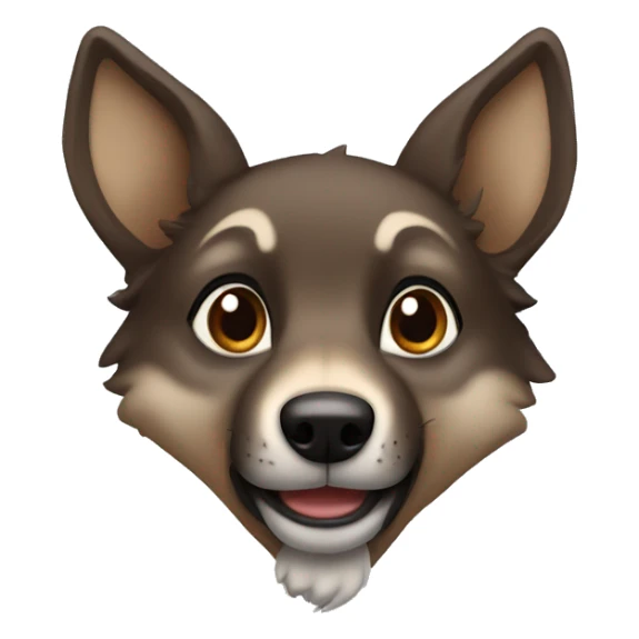 a brown puppy-like wolf with black hair on its ears sticker