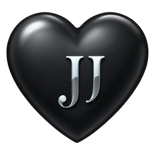 A black heart with the letter "J" in the middle in a pretty font sticker