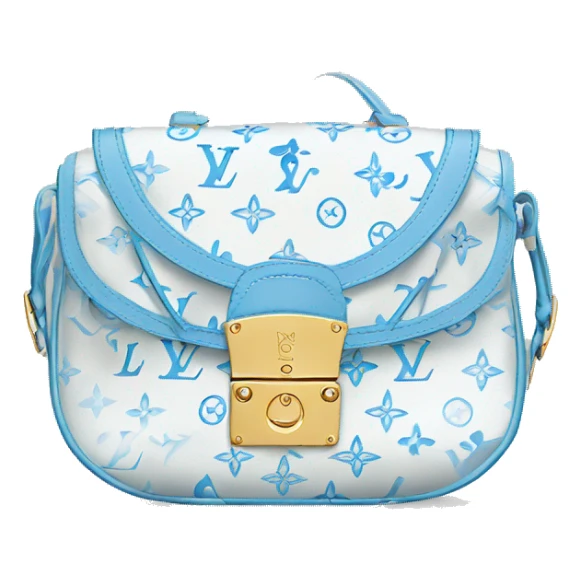 White Designer Louis Vuitton bag with baby blue monogram  sticker