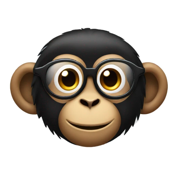 Monkey wearing glasses With long black hair and bun sticker
