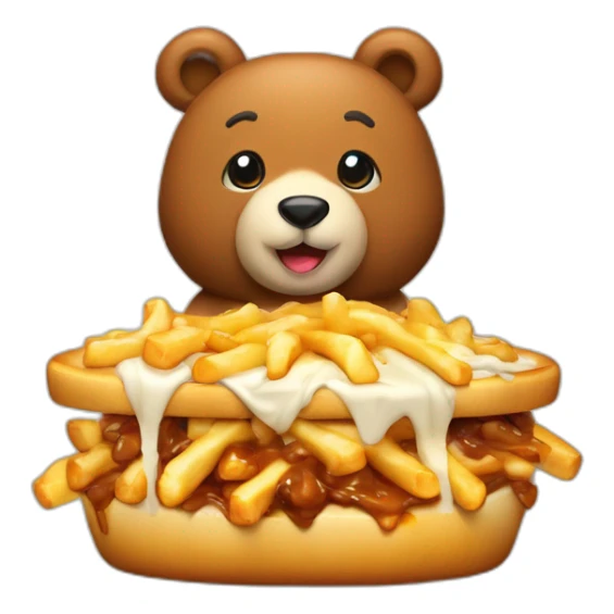 Poutine qui fait un câlin à un ours sticker