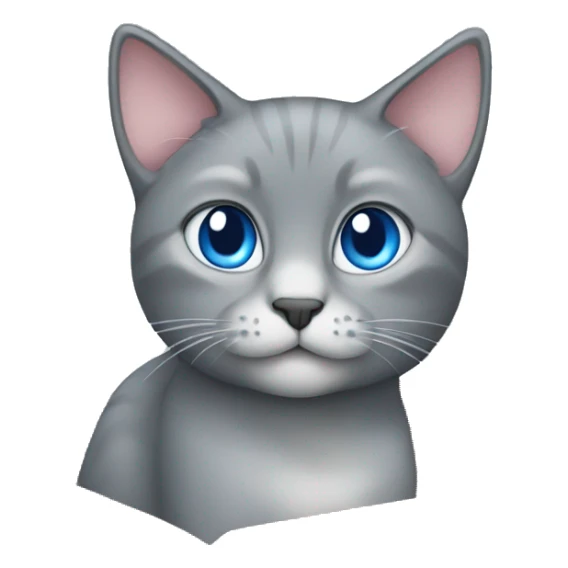 grey cat blue eyes sitting in the box  sticker