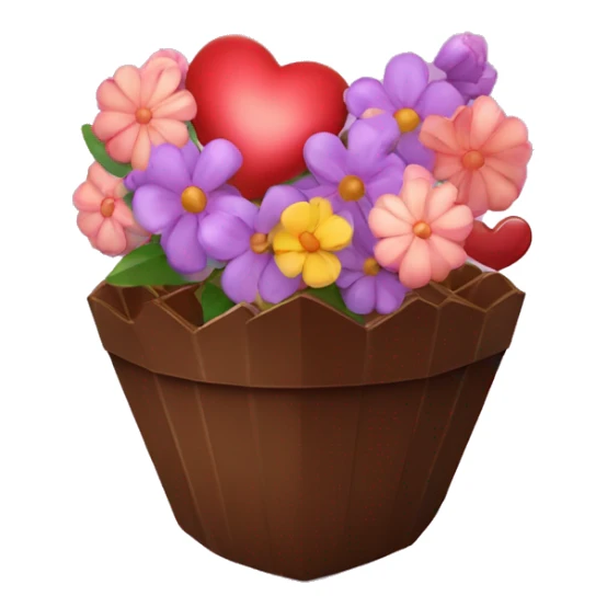 regalo chocolates en forma de corazon y un ramo de flores sticker