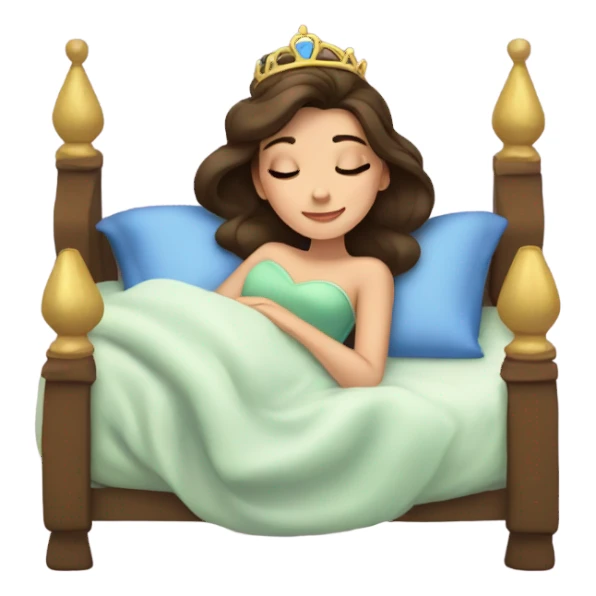 Sleeping brunette beauty princess Disney, bed sticker
