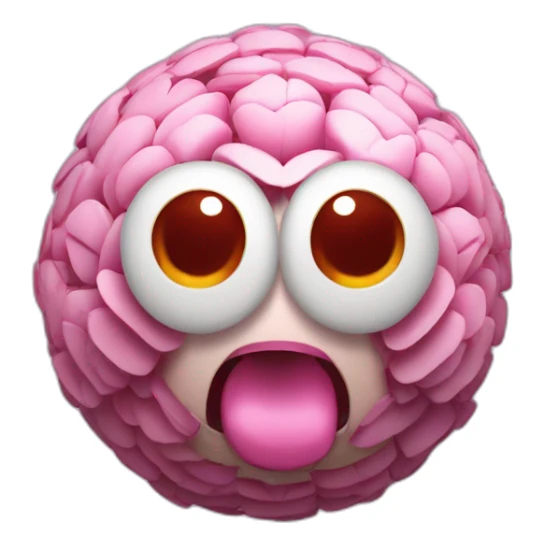 3d sphere with a cartoon thinking peony Spider skin texture with thoughtful eyes sticker