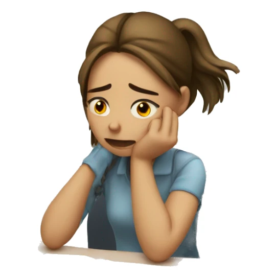 A girl doing her assessment but crying and stressed sticker
