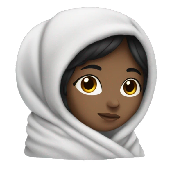 White girl black hair cozy in blanket  sticker