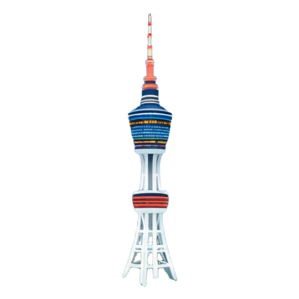 Cinematic Realistic N Seoul Tower Landmark Emoji, featuring the iconic tower perched atop Namsan Mountain, glowing against the night sky with panoramic city lights stretching beyond. sticker