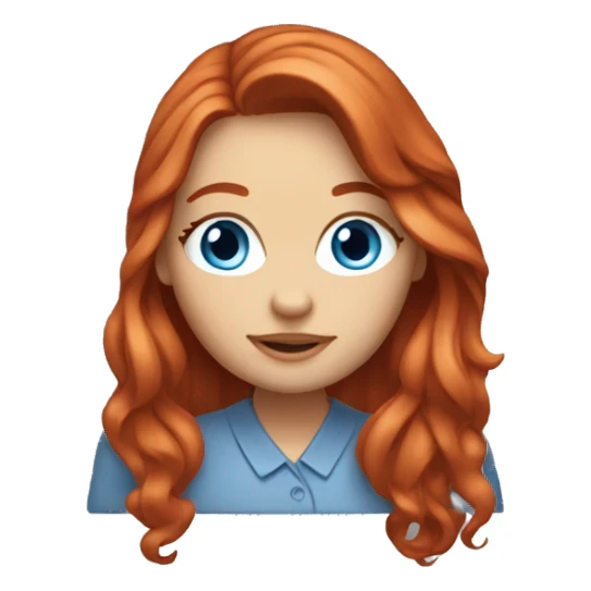 Red hair blue eyes white girl working on macbook sticker