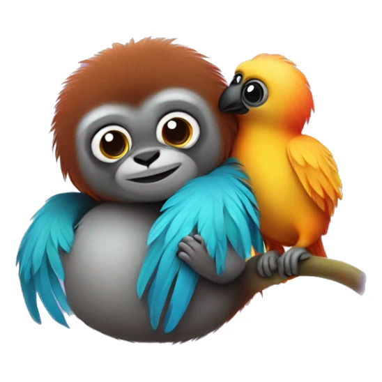 Cute Titi monkey hugging a cute colorful dodo bird! sticker