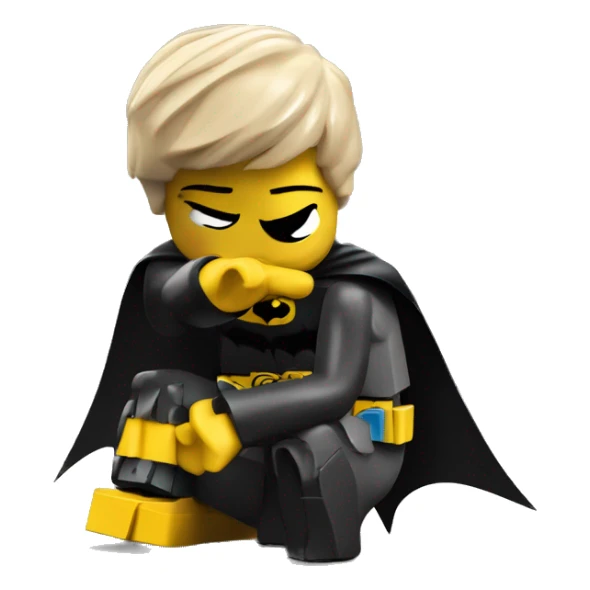 lego batman hugging his knees crying in a corner sticker