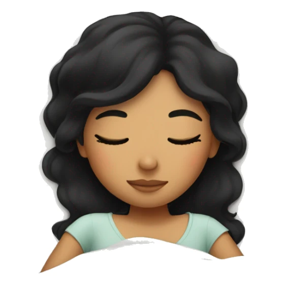 girl with black hair sleeping in comfy bed sticker