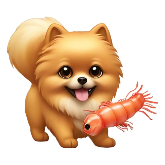 Pomeranian with shrimp toy sticker