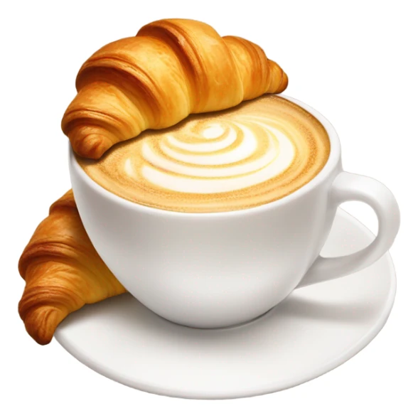 hot cappuccino  and croissant mixed up sticker