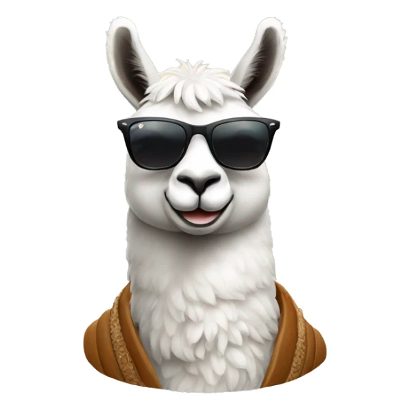 Beautiful lama with sunglasses rayban brand sticker