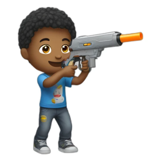 2 kid playing with metal watergun sticker