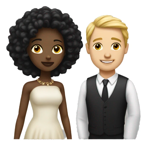 Black woman and white man emoji romance  sticker