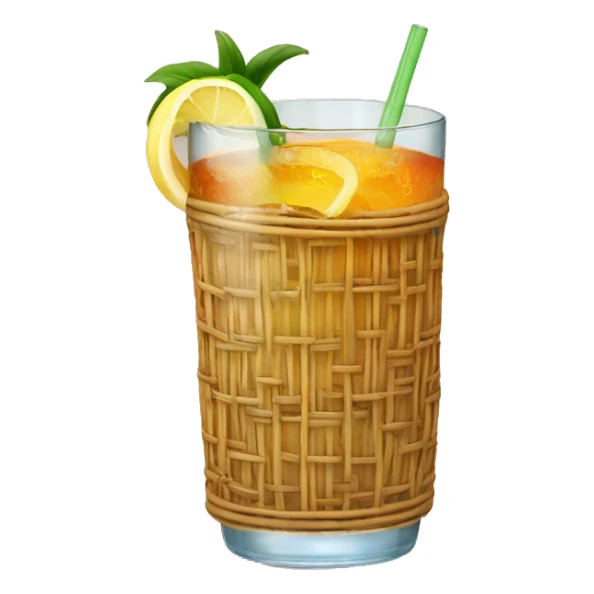 Drink in a rattan covered glass sticker