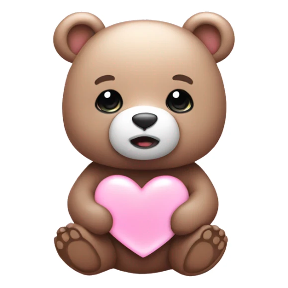 Aesthetic bear with a cute heart light pink sticker