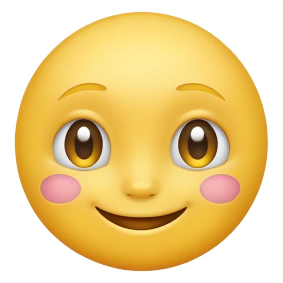 Emoji, yellow round smiling face, virbant bright shy expression sticker