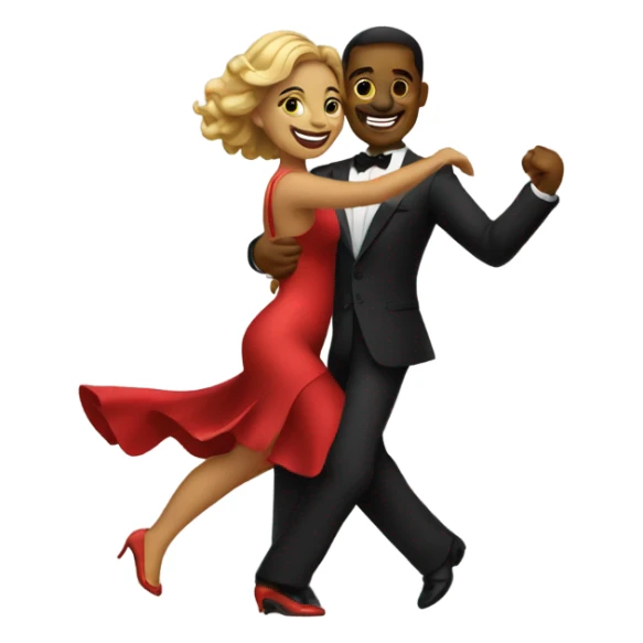 smiling couple in formal attire dancing salsa sticker