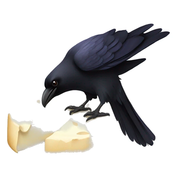 raven with a camembert in its mouth sticker