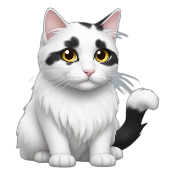 black and white cat with long hair sticker