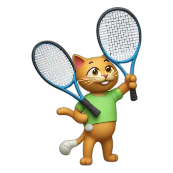 Plasticine cat with a tennis racket in his hand sticker