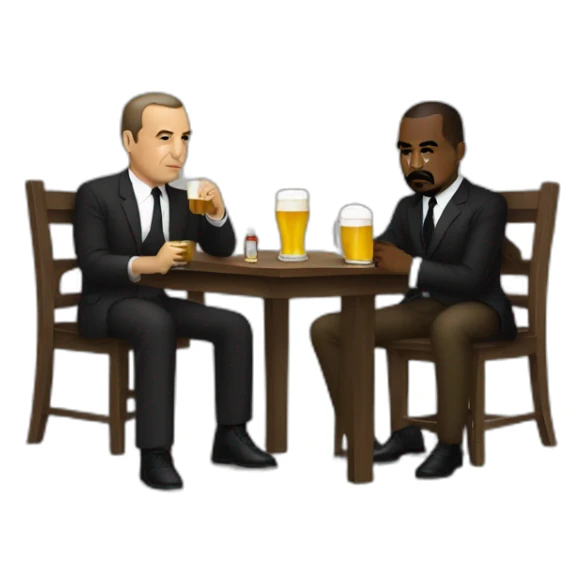 Atatürk and Kanye West are drinking beer while sitting on a table sticker