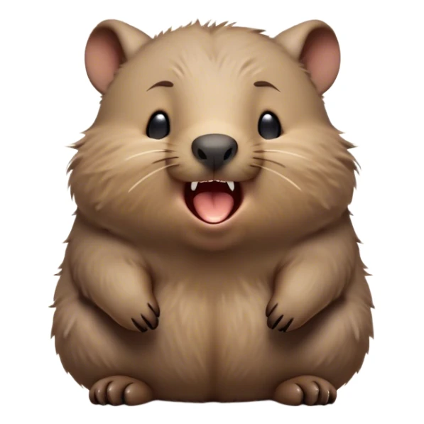 Cinematic Cute Yawning Wombat Portrait Emoji, Head tilted slightly with a dramatic, wide-open yawn, showcasing a soft, downy shaggy brown fur with drooping ears, round eyes barely open in drowsy contentment, Simplified yet irresistibly adorable features, highly detailed, glowing with a soft, cozy glow, high shine, relaxed yet expressive, stylized with a touch of rustic charm, bright and endearing, soft glowing outline, capturing the essence of a sleepy yet affectionate wombat, so drowsy it feels like it could stretch out of the screen and curl up for a nap! sticker
