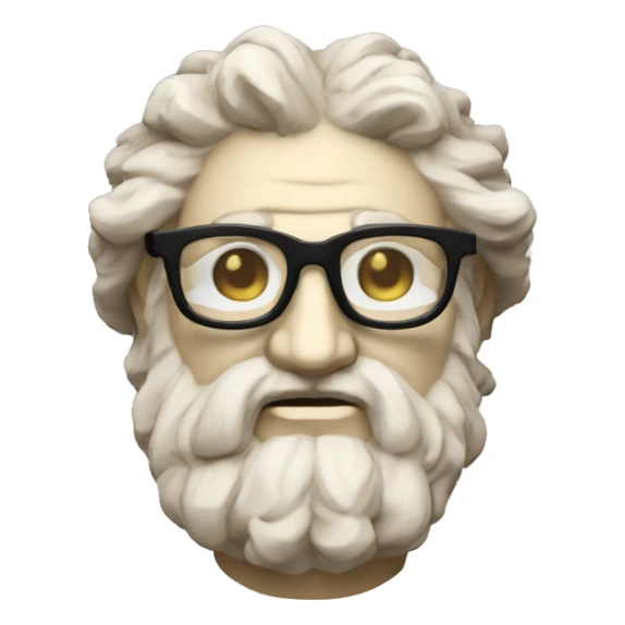 Ancient Greek King Odysseus Statue Face Only, Nerd, Glasses, Off-white, No color sticker