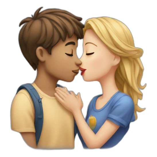 Girl and Boy Both Kissing on Lips  sticker