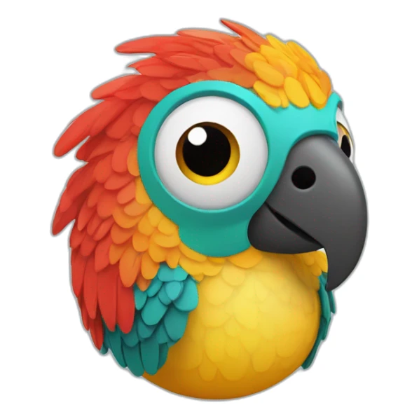 3d sphere with a cartoon Parrot skin texture with big calm eyes sticker