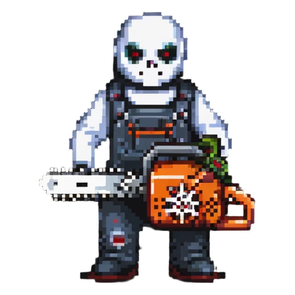 Horror movie character with chainsaw sticker